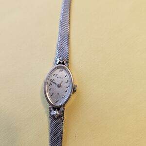 Bulova Vintage Silver Oval Mesh Bracelet Watch